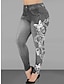זול טייצים-בגדי ריקוד נשים רזה מכנסיים פוליאסטר כיס דפוס גזרה גבוהה מותניים גבוהים באורך מלא אפור קיץ