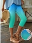 economico Leggings-Per donna Intimo Pantaloni modello Capri Stampa Originale A vita alta Capri Verde trasparente Quattro stagioni