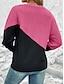 billiga Bastoppar för dam-T-shirt Dam Rodnande Rosa Purpur Kaki Färgblock Sexig Dagligen Mode V-hals Normal S