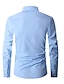 رخيصةأون قمصان رجالية-رجالي قميص قميص رسمي أزرق فاتح أسود أبيض كم طويل 平织 Lapel ربيع &amp; الصيف عمل فضفاض ملابس
