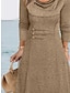 cheap Plain Dresses-Women&#039;s Casual Dress Midi Dress Button Pocket Daily Vacation Fashion Modern Cowl Neck Long Sleeve Black Blue Camel Color