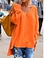 abordables Tuniques-Tunique femme sweatshirt oversized pullover sports basique néon  lumineux uni street décontracté col en V coupe ample à manches longues noir rose orange gris automne  hiver préautomne