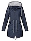 cheap Women&#039;s Coats &amp; Trench Coats-Women&#039;s Raincoat Waterproof Hooded Trench Coat Lined Windbreaker Outdoor Hiking Jacket Drawstring Plain Fashion Outerwear Long Sleeve Fall Navy S