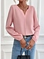 Χαμηλού Κόστους Βασικές Γυναικείες Μπλούζες-Πουκάμισο Μπλούζα Γυναικεία Μαύρο Λευκό Ανθισμένο Ροζ Συμπαγές Χρώμα Λάγνος Δρόμος Καθημερινά Μοντέρνα Λαιμόκοψη V Τ