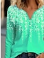 ieftine Tricouri Damă-Pentru femei Tricou Cămașă Henley Floral Buton Concediu Sfârșit de săptămână Zilnic De Bază Neon &amp; Luminos Manșon Lung În V Verde Crud Toamna iarna