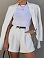 cheap Women&#039;s Blazer&amp;Suits-Women&#039;s Blazer Suits 2 Piece Business Set Causal Blazer Pant Pocket Stripes Party Outfit Fashion Outerwear Long Sleeve Fall White S