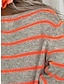 ieftine pulover grafic-Pentru femei Pulover pulover Stil Nautic Striat Tricotat Polyester Buzunar Toamnă Iarnă Zilnic Ieșire Sfârșit de săptămână Stilat Casual Moale Manșon Lung Dungi Maillard Negru Roz Îmbujorat Portocaliu