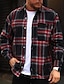 cheap Men&#039;s  Overshirts-Men&#039;s Shirt Button Up Shirt Flannel Shirt Plaid Shirt Overshirt Shacket Black Long Sleeve Plaid / Check Lapel Spring &amp;  Fall Outdoor Daily Wear Clothing Apparel Front Pocket