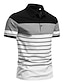 billiga klassisk polo-Herr Tennisskjorta POLO Shirt Ledigt Dagligen Krage Klassisk Kortärmad Mode Randig Knapp Fram Normal Ljusrosa Svart Marinblå Tennisskjorta