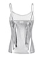 cheap Tank Tops &amp; Camis-Women&#039;s Tank Top Camisole Plain Sparkly Party Casual Holiday Silver Sleeveless Party Metallic Square Neck Summer