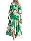 cheap Print Dresses-Women&#039;s Floral Lace up Print One Shoulder Long Dress Maxi Dress Daily Vacation Long Sleeve Fall Winter