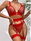 cheap Sexy Lingerie-Women&#039;s Sexy Lingerie Lingerie Set 4 Pieces Grid / Plaid Pure Color Lovers Undergarments Home Christmas Bed Polyester Sleeveless Backless Transparent Including Panties Including Garter Belts Summer