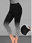 cheap Leggings-Women&#039;s Tights Shapewear Print Designer High Rise Ankle-Length Light Gray Spring, Fall, Winter, Summer