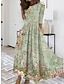 cheap Print Dresses-Women&#039;s A Line Dress Floral Print Crew Neck Long Dress Maxi Dress Daily Date 3/4 Length Sleeve Summer Spring
