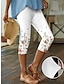 cheap Leggings-Women&#039;s Shapewear Capri Pants Print Designer High Rise Capris Rose+White Spring, Fall, Winter, Summer