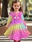 cheap Girl&#039;s 3D Dresses-Girls&#039; 3D Graphic Dress Long Sleeve 3D Print Spring Fall Daily Holiday Vacation Cute Casual Sweet Kids 3-10 Years Swing Dress A Line Dress Above Knee Polyester Regular Fit