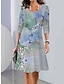 preiswerte Bedruckte Kleider-Damen Farbverlauf Blumen Bedruckt V Ausschnitt Minikleid Täglich Urlaub Langarm Sommer Frühling