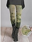 cheap Graphic Bottoms-Women&#039;s Leggings Polyester Print Full Length Apple Green All Seasons