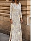 Χαμηλού Κόστους Print Φορέματα-Γυναικεία Φλοράλ Σκίσιμο Στάμπα Διχασμένος λαιμός Μακρύ Φόρεμα Μάξι Φόρεμα Καθημερινά Διακοπές Μακρυμάνικο Άνοιξη Φθινόπωρο
