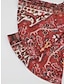 cheap Women&#039;s T-shirts-Women&#039;s T shirt Tee Henley Shirt Floral Vintage Ethnic Button Print Holiday Weekend Daily Basic 3/4 Length Sleeve V Neck Red Fall &amp; Winter
