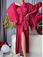 abordables Women&#039;s Robes-Mujer Pijamas Albornoces Batas Color puro Sencillo Casual Confort Fiesta de Boda Satén Transpirable Escote en V Manga Larga Otoño Invierno Negro Blanco