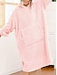 halpa Naisten aamutakit-naisten puettava peitto huppari huopa pyjama loungevaatteet puhdas väri lämmin rento mukavuus koti päivittäinen sänky flanelli lämmin hengittävä huppari pitkähihainen tasku syksy talvi pinkki viini