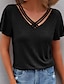 abordables Camisetas de mujer-Mujer Camiseta Camiseta burdeos Plano Diario Fin de semana Cortado Negro Manga Corta Básico Escote en Pico