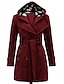 cheap Women&#039;s Coats &amp; Trench Coats-Women&#039;s Winter Coat Coat Warm Breathable Outdoor Street Daily Wear Button Pocket Single Breasted Hoodie Fashion Daily Casual Plain Regular Fit Outerwear Long Sleeve Fall Winter Black Red Light Grey S