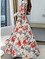 Χαμηλού Κόστους Print Φορέματα-Γυναικεία Σιφόν Φόρεμα σε γραμμή Α Φλοράλ Κουμπί Στάμπα Κολάρο Πουκαμίσου Μακρύ Φόρεμα Μάξι Φόρεμα Καθημερινά Διακοπές Μακρυμάνικο Άνοιξη Φθινόπωρο