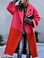 cheap Women&#039;s Coats &amp; Trench Coats-Women&#039;s Winter Coat Long Overcoat Single Breasted Lapel Trench Coat with Pockets Thermal Warm Heated Coat Windproof Oversized Outerwear Long Sleeve Fall Pink Red