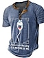 abordables t-shirt henley pour hommes-Bande dessinée Imprimés Photos Mode basique Décontractées Homme 3D effet Chemise Henley Shirt T-shirt Graphique T-shirt raglan Chemise Vintage Extérieur du quotidien Sortie T-shirt Noir Bleu Marron