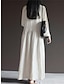 Χαμηλού Κόστους σχέδιο βαμβακερά &amp; λινά φορέματα-Γυναικεία Καθημερινό φόρεμα Βαμβακερό φόρεμα Αμπάγια Μακρύ φόρεμα Λινό Σουρωτά Βασικό Κλασσικό Καθημερινά Διακοπές Λαιμόκοψη V Μακρυμάνικο Άνοιξη Φθινόπωρο Χειμώνας Πράσινο παραλλαγής Μαύρο Σκέτο