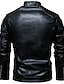 abordables vestes d&#039;automne-Homme Simili Cuir Veste moto Blouson Moto Usage quotidien Chaud Garniture en fausse fourrure Hiver Plein Décontractées Revers Epais Normal faux cuir Ample Noir Vin Marron Veste