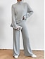 cheap Women&#039;s Two Piece Sets-Women&#039;s Shirt Pants Sets Solid Color Casual Daily Black Long Sleeve Warm Neon &amp; Bright Turtleneck Fall &amp; Winter