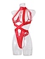 baratos Lingerie Sexy-lingerie feminina sexy em patchwork recortada em couro envernizado
