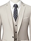 billiga Kostymer-svart/elfenben/blå bröllopsdräkter för män affärskostymer formell arbetskläder 3-delad enfärgad standardpassform enkelknäppt groomsman 2024