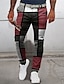 cheap Men&#039;s Printed Dress Pants-Plaid Geometry Business Men&#039;s 3D Print Pants Trousers Outdoor Street Wear to work Polyester Dark Red Blue Green S M L Mid Waist Elasticity Pants