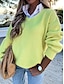 cheap Sweaters-Women&#039;s Pullover Sweater Jumper Shirt Collar Ribbed Knit Polyester Patchwork Fall Winter Outdoor Daily Date Stylish Casual Soft Long Sleeve Solid Color fluorescent yellow Black White S M L