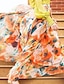 cheap Chiffon Skirts-Women&#039;s Skirt Swing Maxi High Waist Skirts Pleated Print Floral Street Daily Summer Cotton Polyester Fashion Casual Violet Yellow Orange