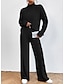 cheap Women&#039;s Two Piece Sets-Women&#039;s Shirt Pants Sets Solid Color Casual Daily Black Long Sleeve Warm Neon &amp; Bright Turtleneck Fall &amp; Winter