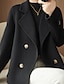 cheap Women&#039;s Blazer&amp;Suits-Women&#039;s Winter Blazer Coat Fall Double Breasted Lapel Jacket Wool Blend Short Coat with Pockets Warm Black White Camel