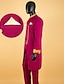 olcso Öltönyök-fekete bordó férfi afrikai öltönyök 2 darab plusz méretű dashiki öltöny egyszínű normál szabású egymellű egygombos 2024