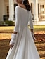 cheap Wedding Dresses-Casual Wedding Dresses A-Line Off Shoulder 3/4 Length Sleeve Court Train Stretch Fabric Bridal Gowns With Bow(s) Pleats 2024