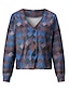 cheap Graphic Sweaters &amp; Cardigans-Women&#039;s Casual Jacket Street Daily Wear Vacation Fall Winter Regular Coat V Neck Loose Fit Windproof Breathable Stylish Sporty Chic &amp; Modern Jacket Long Sleeve Stripes and Plaid Print Red Blue Green