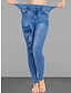 cheap Leggings-Women&#039;s Slim Pants Trousers Polyester Pocket Print High Cut High Waist Full Length Lake Blue Summer