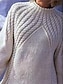 abordables Jerséis-Mujer Suéter de punto Cuello Barco Cable Tejer Polyester Trenzado Otoño Invierno Diario Festivos Noche Elegante Casual Suave Manga Larga Color sólido Gris S M L
