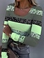 olcso Női pólók-Női Póló Színes Nyomtatott Napi Hétvége Divat Hosszú ujj U-alakú Sárga Tavasz &amp; Ősz