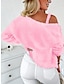 cheap Cardigans-Women&#039;s Sweater Set Cardigan Sweater V Neck Fuzzy Knit Polyester Beads Fall Winter Short Daily Going out Weekend Stylish Casual Soft Long Sleeve Solid Color White Pink Blue S M L