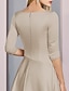 זול שמלות לאם הכלה-גזרת A שמלה לאם הכלה  אורחת חתונה אלגנטית וינטאג&#039; מידה גדולה צווארון V באורך הקרסול סאטן שרוול 4\3 עם קפלים 2024