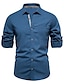 cheap Men&#039;s Button Up Shirts-Men&#039;s Shirt Button Up Shirt Casual Shirt White Navy Blue Royal Blue Blue Dark Green Long Sleeve Plain Lapel Daily Vacation Front Pocket Clothing Apparel 100% Cotton Fashion Casual Comfortable